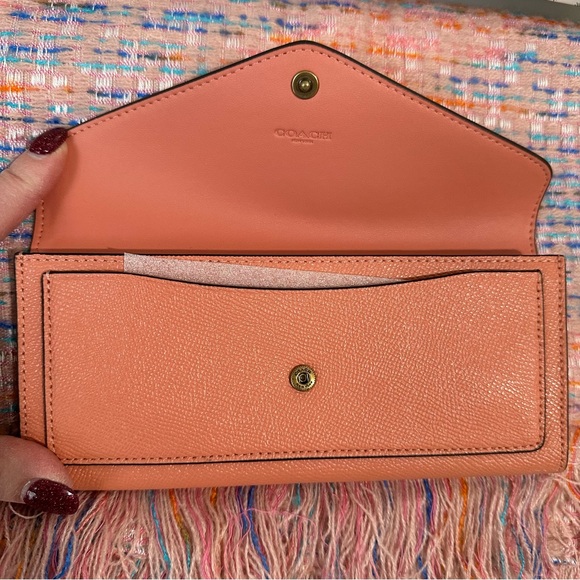 Coach Wyn Crossgrain Leather Light Coral Soft Wallet & French Connection Scarf - Picture 7 of 16